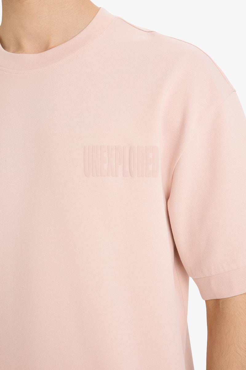 DeFacto Pink Man Breathable Loose Fit Printed T-Shirt Casual - Image 3
